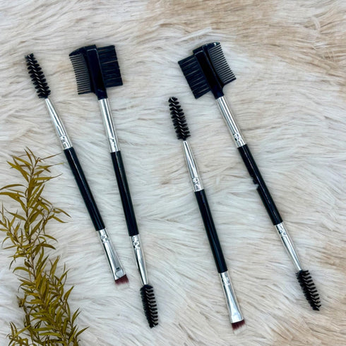 4-Piece Eyebrow Tool Set, 2 pieces Eyelash Separator Brow Comb & Lash Spoolie, 2 pieces angled eye brow brush & spoolie brush, Protectional Eye Ma...
