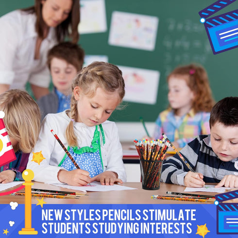 Sherr 36 Pcs Back to School Pencils First Day School Pencils Movie Night Pencils with Eraser Holiday Pencils Bulk for Kids Student Carnival Prize ...