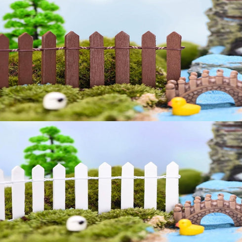 Woohome 35Inch Miniature Fairy Garden Fence, 4 PCS DIY Wood Picket Fence Mini Ornament for Dollhouse Home Garden Plant Pot DIY Diorama Project for...