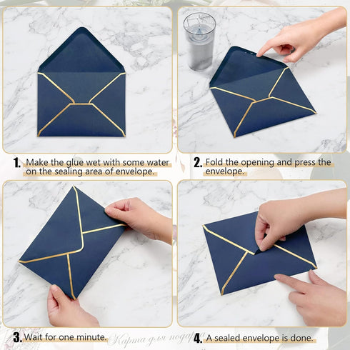 50 PCS Invitation Envelopes, 5x7 Envelopes for Invitations Blue Envelopes for 5x7 Cards A7 Luxury Envelopes Mailing Envelopes for Wedding, Graduat...