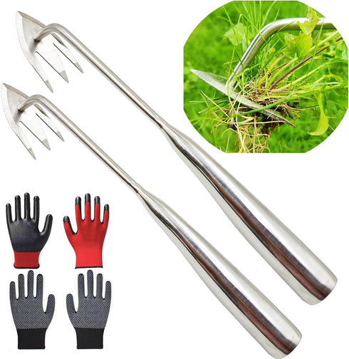 Gardening Weeding Pulling Tool,2pcs New Weeding Artifact Uprooting Weeding Tool,Stainless Steel Garden Weed Puller Tool,Garden Weeder Tool with Gl...