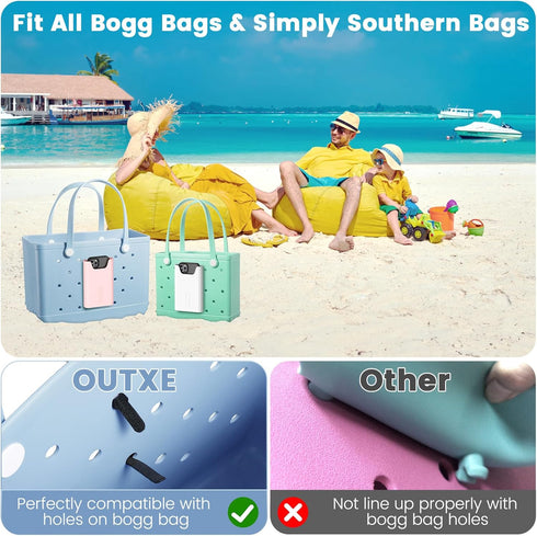 OUTXE 2 Pack Bogg Bag Phone Holder Compatible with All Bogg Bags, Silicone Cell Phone Holder Accessories for Bogg Bag, White and Pink Phone Case H...