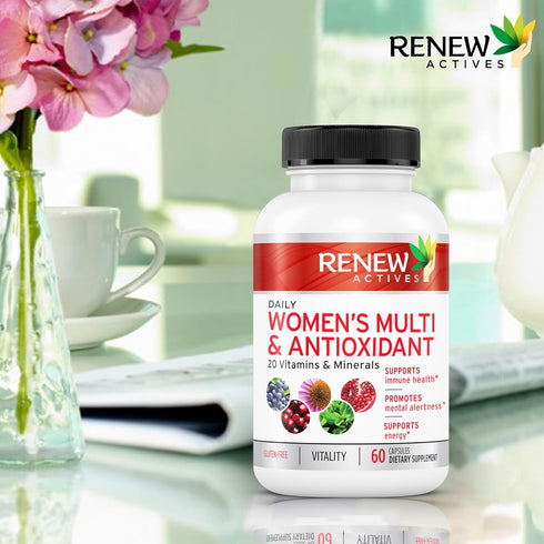 Renew Actives Women's Multi-Vitamin & Antioxidant: Daily Health Supplement for Woman- 20 Vitamins & Minerals - 60 Capsules...