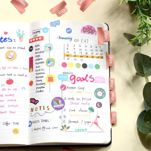 Outus 24 Pieces Monthly Tabs for Planner Adhesive Tabs Designer Accessories Monthly Tabs Planner Stickers Decorative for Office Planners Organizat...