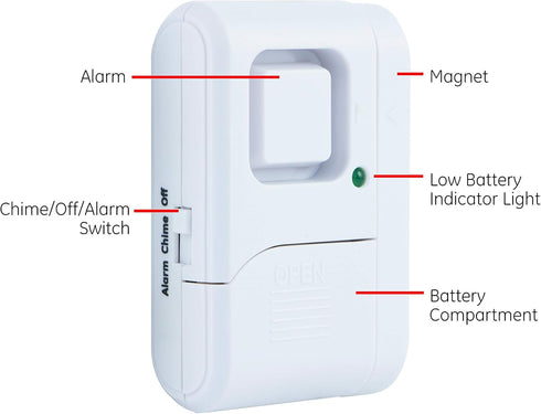 GE Personal Security Window and Door Alarm, 4 Pack, DIY Protection, Burglar Alert, Wireless Chime/Alarm, Easy Installation, Home Security, Ideal f...