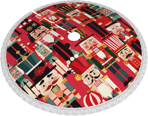 Christmas Time Nutcracker Sweet Christmas Tree Skirt Gorgeous Edge Tassel Lace for 30" Xmas Ornaments Decoration...