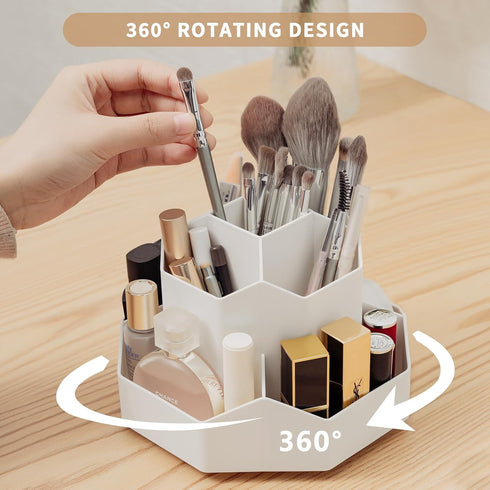 360° Rotating Makeup Brush Holder Organizer, 9 Slots Makeup Brush Organizer, Makeup Organizer for Vanity, Cosmetics, Nail Polish, Art Supply, Bath...