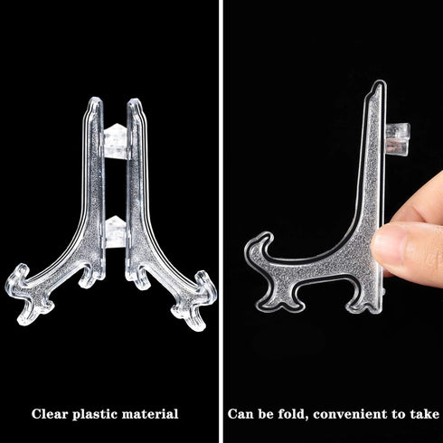 48 Pieces Mini Easel Stands Plastic Plate Stand Holder Display Picture Easel Stand for Display Picture Frame Collectibles Desktop Weddings Party H...