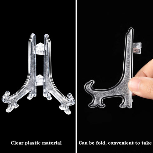 Patelai 48 Pieces Mini Easel Stands Plastic Plate Stand Holder Display Picture Easel Stand for Display Picture Frame Collectibles Desktop Weddings...