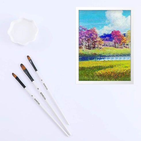 Filbert Paint Brushes Set, 12 PCS Artist Brush for Acrylic Oil Watercolor Gouache Artist Professional Painting Kits with Synthetic Nylon Tips Whit...