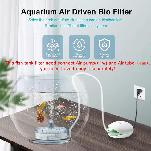 UPETTOOLS Mini Aquarium Sponge Filter, Small Internal Fish Tank Filter Detachable Submersible Filter with Air Stone Suitable for 2-6 Gallon Tank (...