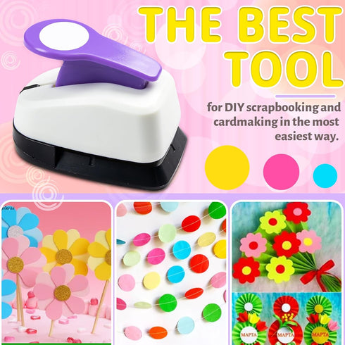 Craft Circle Hole Punch, 3pcs Different Size of Scrapbooking Punches Crafting Designs for Office Supplies, Card Making, DIY Albums Photos, Circle ...