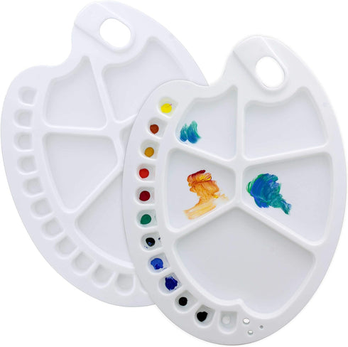 U.S. Art Supply 17-Well Artist Painting Palette (Pack of 2) - Plastic Artist Paint Color Mixing Trays - Art Students, Classroom, Class Craft Proje...