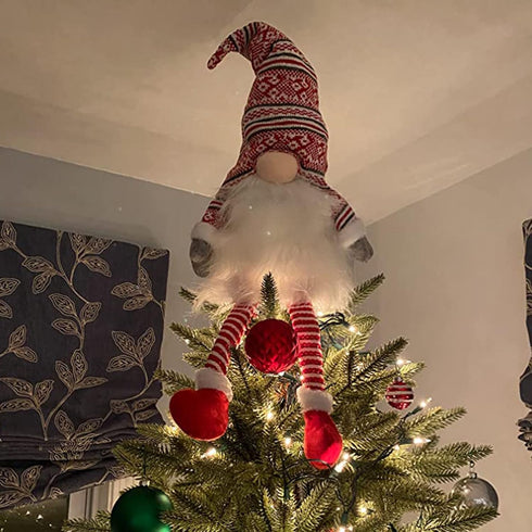 Gnome Christmas Tree Topper,Gnome Christmas Ornaments Santa Gnomes Plush Party Decoration Ornament Supplies...