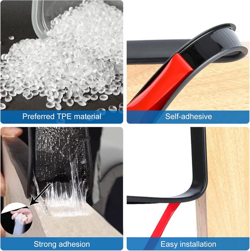 U-Shape Edge Banding, 16.4ft Self Adhesive Veneer Edging Trim TPE Flexible Furniture Edge Protector for Countertop Table Cabinet Repair Furniture ...