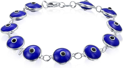 Protection Good Luck Amulet Turkish Translucent Glass Bead Evil Eye Bracelet For Women Teen Gold Plated .925 Sterling Silver Red Yellow Orange Blu...
