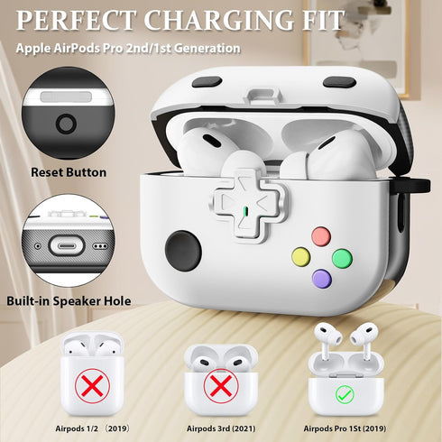 AIRSPO AirPods Pro 2nd Generation Case Cover with Cleaner Kit, Classic Game Player Design Case Military Hard Shell Protective Cover for Apple AirP...