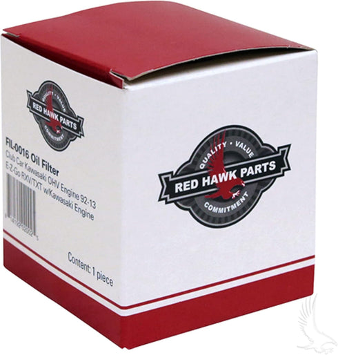 Red Hawk FIL-0016 Oil Filter Compatible with/Replacement for Club Car 1992-2013 gas, OHV engine, E-Z-GO RXV and TXT with Kawasaki engine golf cart...