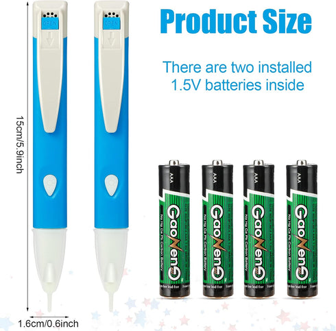 2 Pieces Christmas Light Tester Voltage Bulb Tester Detector Pen Led Voltage Tester Pen with Led Flashlight Buzzer Alarm Electroscope Range 90v - ...