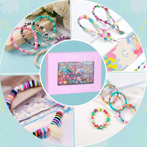 1450Pcs Fruit Smiley Clay Beads for Bracelet Making Kit Jewelry Necklace Gifts, Handmade Polymer Beads with Colored Stars, Letters and Crystal Ela...