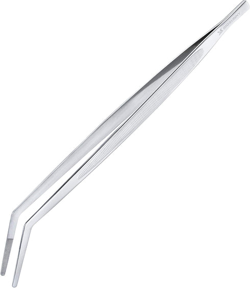 MSY BIGSUNNY Kitchen Cooking Tweezers Culinary Curved Tip Tongs (1, 12")...