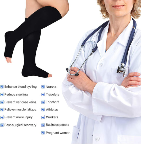 Extra Wide Calf Compression Socks Toeless for WomenMen 20-30mmHg Plus Size...
