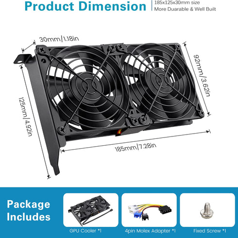 GDSTIME Graphic Card Fans, Graphics Card Cooler, Video Card Fan, PCI Slot Dual 90mm 92mm Fans, VGA Cooler...