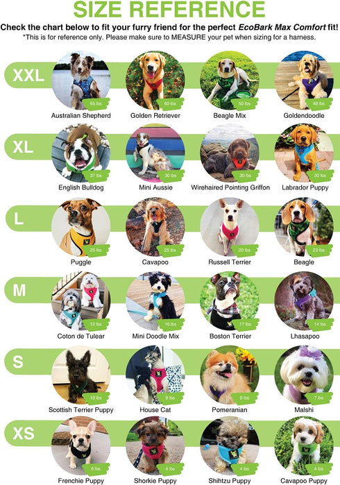 EcoBark Dog Harness - Eco-Friendly Max Comfort Harnesses - Luxurious Soft Mesh Halter - Over The Head Harness Vest- No Pull and No Choke for Puppy...