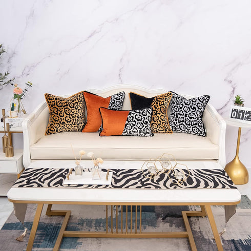 Yangest Black and Gold Rectangle Pillow Cover Cut Velvet Leopard Print Cushion Cover Luxury Modern Pillowcover for Couch Living Room Bedroom,12x20...