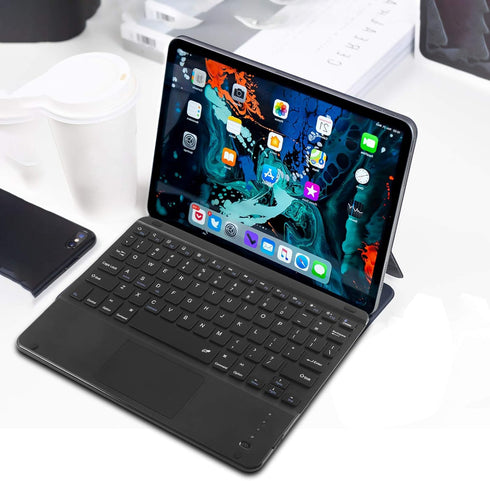 Wireless Bluetooth Keyboard, Ultra Slim Rechargeable Portable Cordless Keyboard with Touchpad 10 Inch Wireless Keyboard for iOS Android Windows iP...