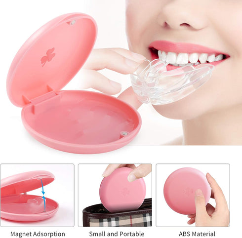 (2 Pack) Retainer Cases,Solid Orthodontic Retainer Case (Pink)...