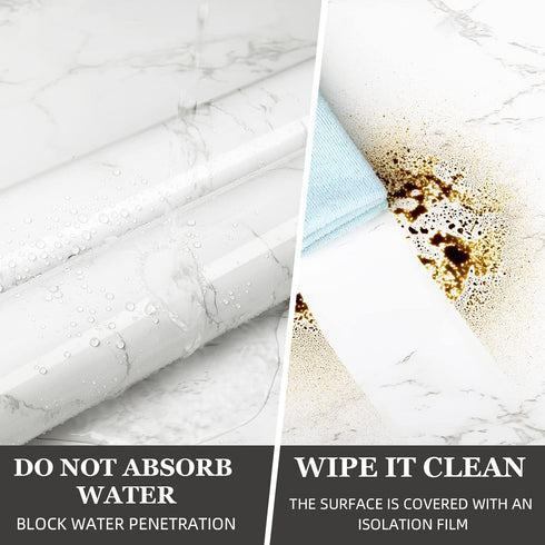 practicalWs Marble Contact Paper Peel and Stick, 15.7inch×118.1inch White Marble Wallpaper for Countertops Waterproof, Self Adhesive Removable Wal...