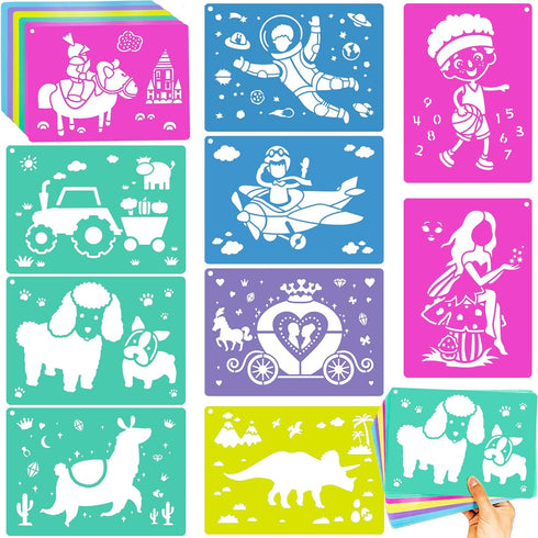30pcs Drawing Stencils for Kids Painting Large Stencils Reusable Art Stencils Washable Stencil Set (7inch*9.8inch)...