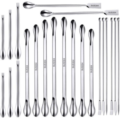 22 Pieces Stainless Steel Lab Spatula Micro Scoop Set Laboratory Sampling Spoon Mixing Spatula for Powders Gel Cap Filler...