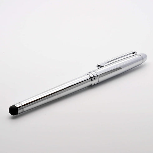 Rollerball Pen with Stylus, Classic Design, Germany Schneider Refill Black and Blue (Shiny Chrome Color)...
