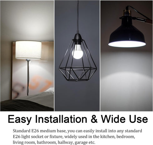 E26 LED Bulb, 40W Equivalent Light Bulb, 6W Medium Screw Base Bulb, Non-Dimmable, Daylight White 5000K 4 Packs...