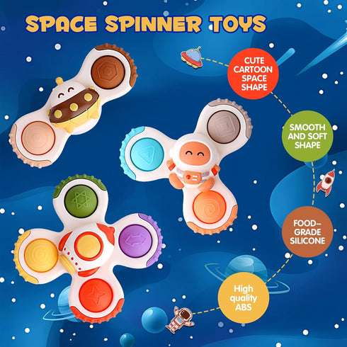 Suction Cup Spinner Toys, Educational Suction Spinner Toys for Babies, Spinning Toys for Toddlers 1-3, Learning Baby Bath Toys Toddlers Boys Girls...