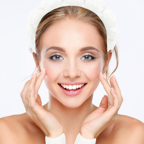 YISSION Spa Headband & Wristband Set Puffy Skincare Headband & Wrist Bands for Washing Face Makeup Sponge Facial headband & wrist towels for Women...