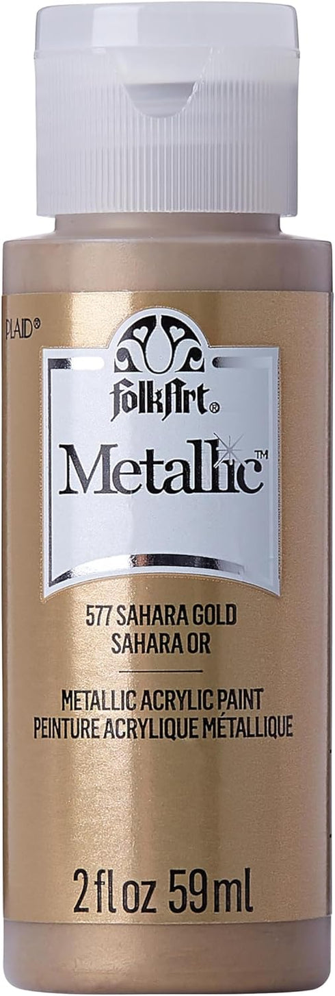 FolkArt Metallic Acrylic Paint in Assorted Colors (2 oz), 577, Sashara Gold...