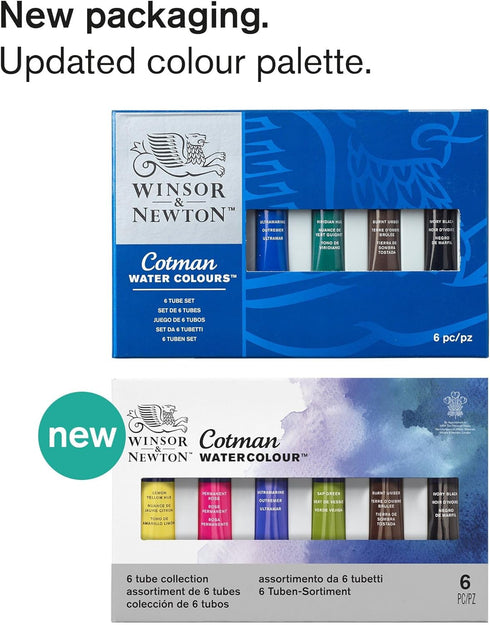 Winsor & Newton Cotman Watercolor Paint Set, 6 Colors, 8ml (0.27-oz) Tubes...