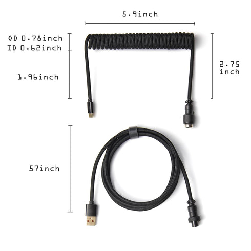 USB C Coiled Cable for Gaming Keyboard, Double-Sleeved Mechanical Coiled USB C Cable with Detachable Metal Aviator, USB-C to USB-A (White)...