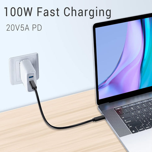1FT USB C to USB C Cable 100W 2 Packs, Short USB C 3.1 Fast Charging PD Cord, 10Gbps High Speed Data, 4K@60Hz Video Output Compatible for iPhone 1...