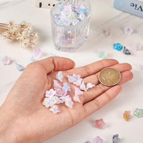 Craftdady 400Pcs Acrylic Flower Spacer Bead Caps 8 Colors Floral Bead Charms 5-Petal Plant Cute Bead End Caps for Women DIY Crafts Earrings Bracel...