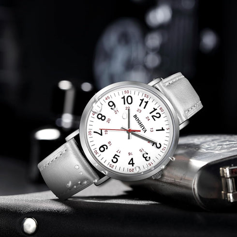 BOSHIYA Women's Easy Reader 36mm Watch Leather Band Watchs ?White?...