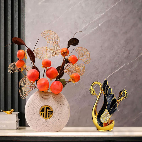 Swan Base Holder with 6pcs Coffee Dessert Dinner Spoon Set, Metal Coffee Spoon Organizer Teaspoon Fruit Dessert Flatware Sugar Ice Cream Spoons (G...