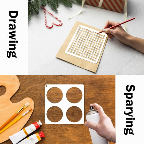 16 Pieces Circle Stencil Bubble Geometric Craft Stencil Polka Dot Stencils Mixed Media Circle Stencils for Painting on DIY Card Making Scrapbook P...