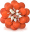 Double Sunflower Dyed Orange Howlite and Cultured Freshwater White Pearl Floral Pin or Brooch...