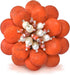 Double Sunflower Dyed Orange Howlite and Cultured Freshwater White Pearl Floral Pin or Brooch...
