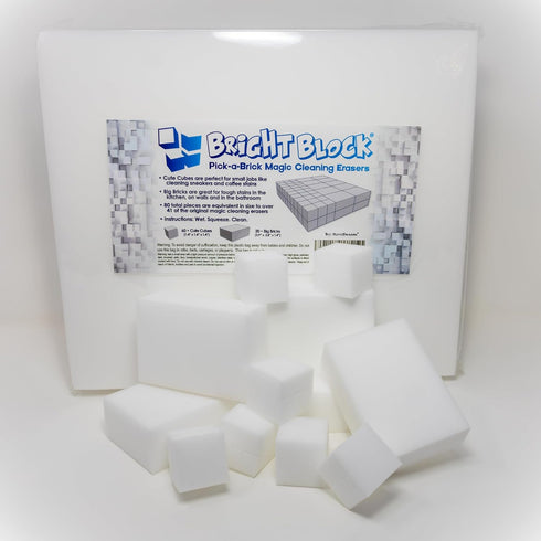 Bright Block Pick-a-Brick Magic Cleaning Eraser Sponges | Select Your Size High Density Melamine Scrubbers for The Bathroom, Kitchen, Floors, Base...