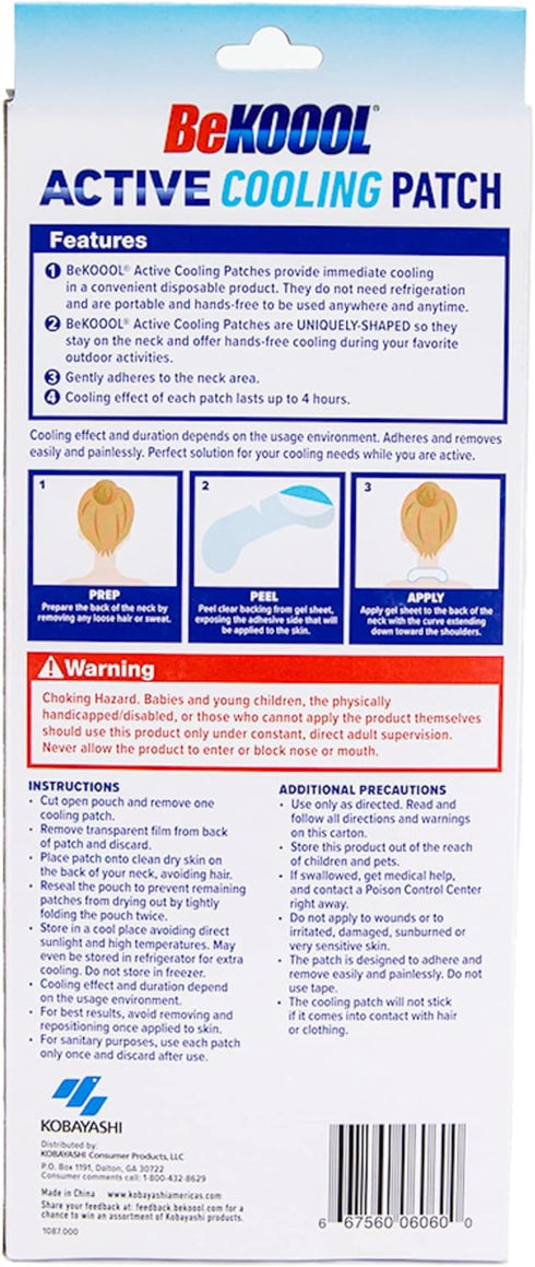 BeKoool Active Cooling Patch 4 Count for Cooling Relief During mild to moderately strenuous Activities...
